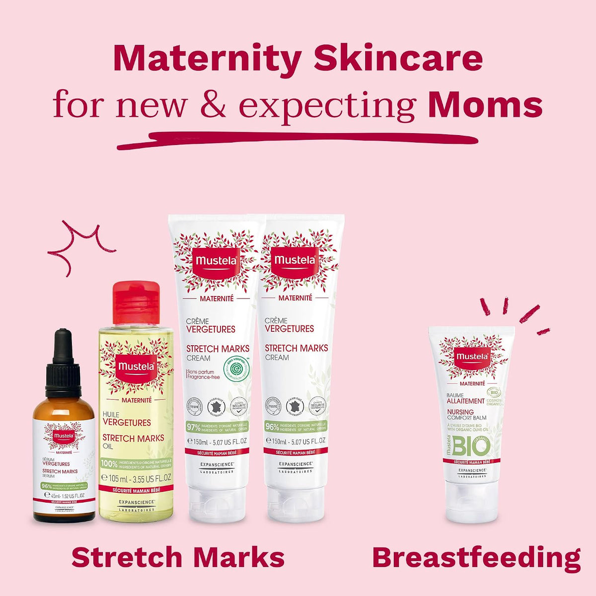 Mustela Crema de estrías de maternidad para el embarazo, hidratante...