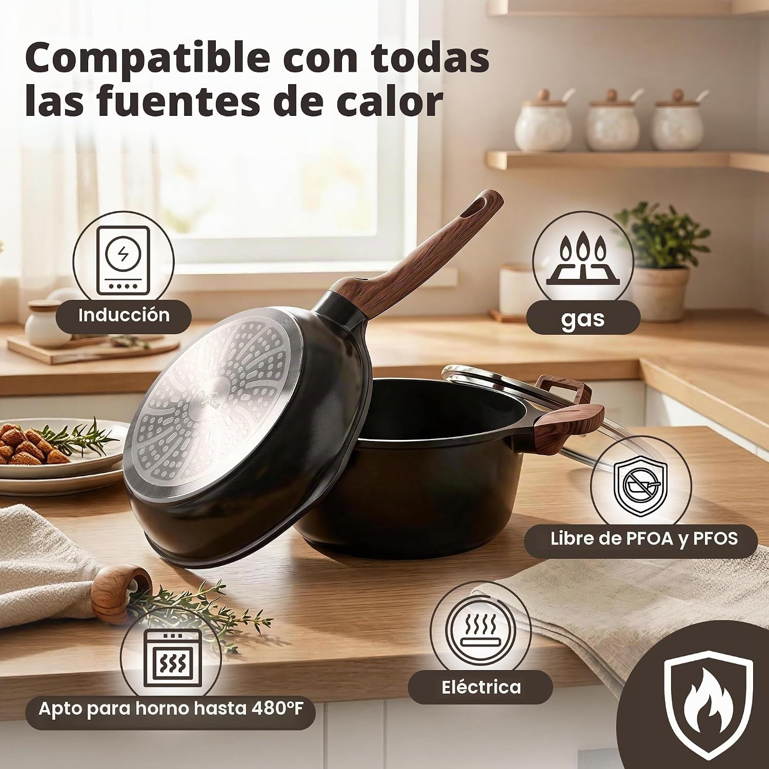 Juego de utensilios de cocina antiadherentes de cerámica de 30 piez...