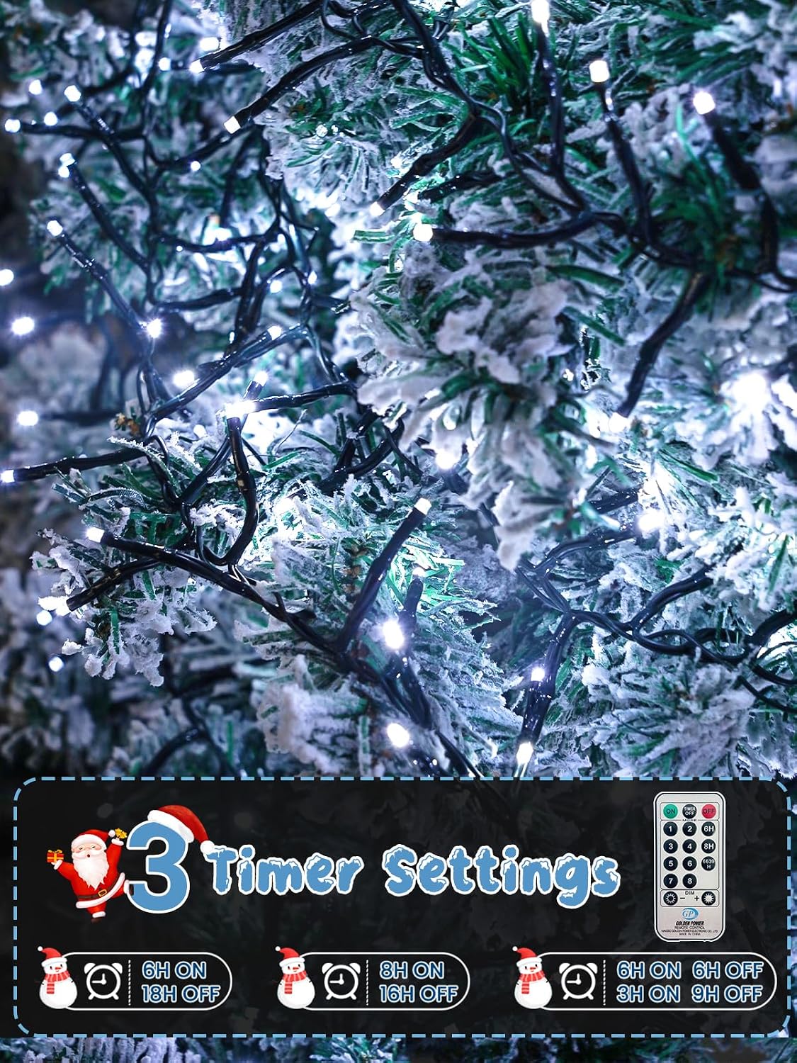 Guirnalda de luces navideñas de 25 pies, 500 luces LED con control...