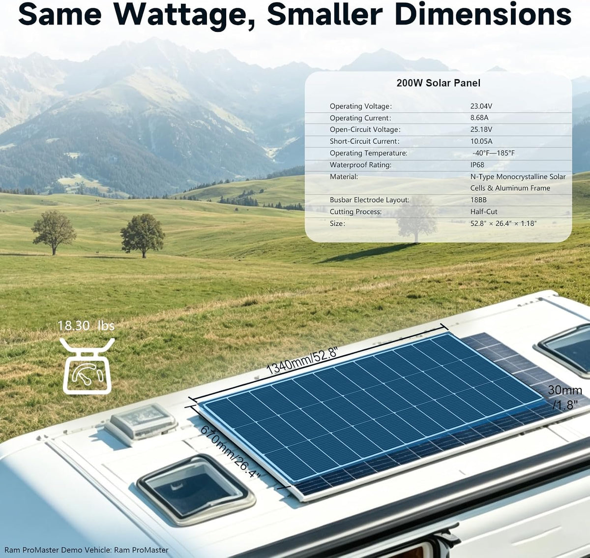 200W Panel Solar 25% Alta Eficiencia N-Tipo 18BB Soldado Plata Fuer...