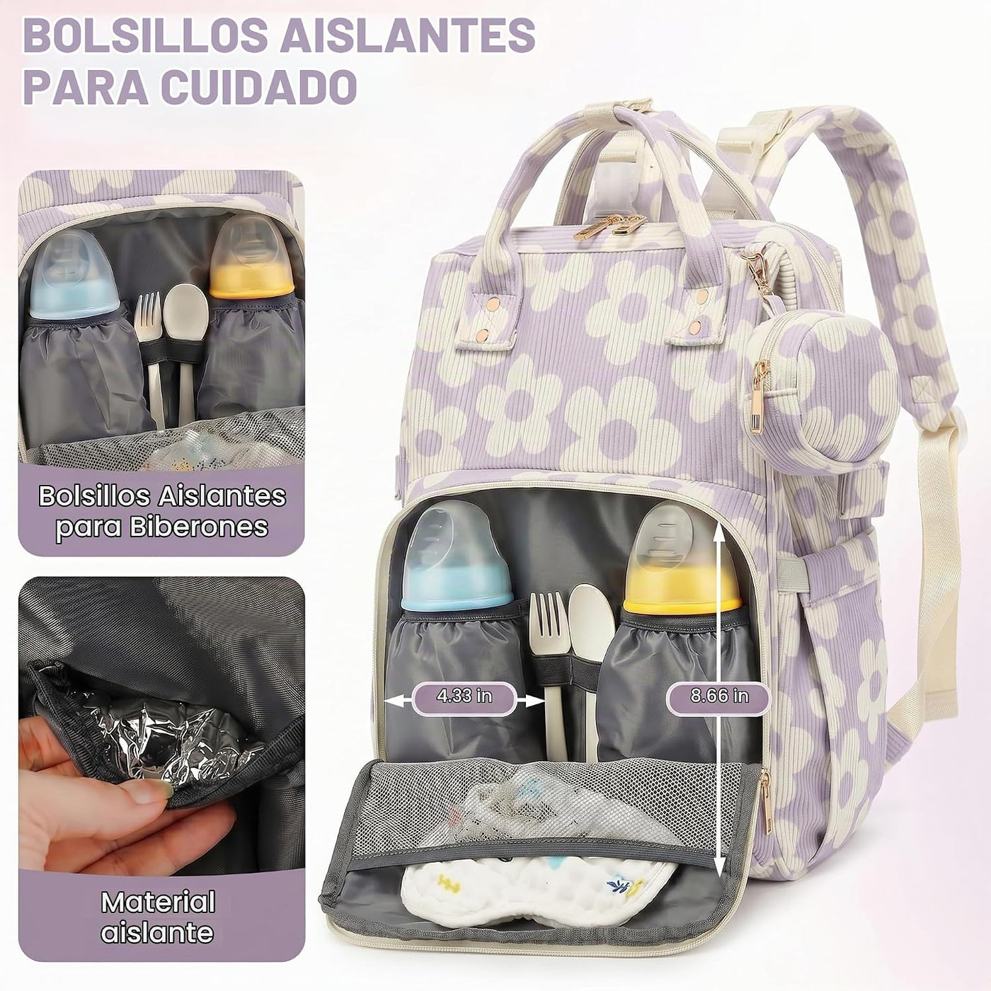 Lrenagao Mochila para pañales de bebé para mamá y papá, bolsa de pa...