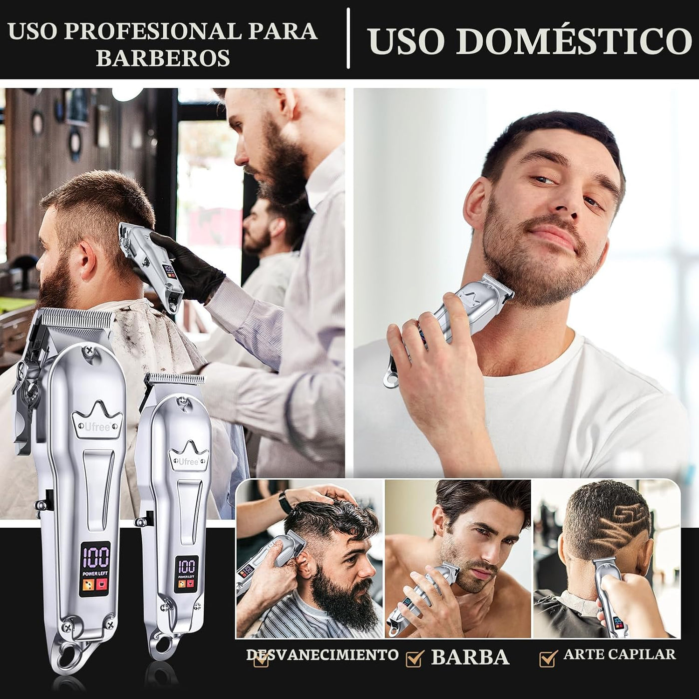 Ufree Cortapelos para Hombres Profesional, Juego de Cortapelos y Re...