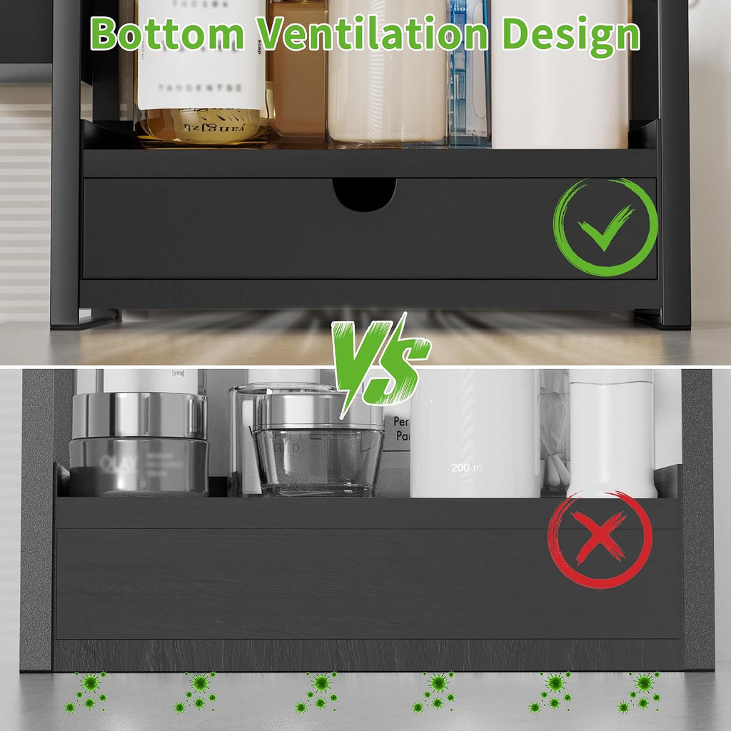 Aollewoiti Organizador de encimera de baño de 2 niveles con cajón y...