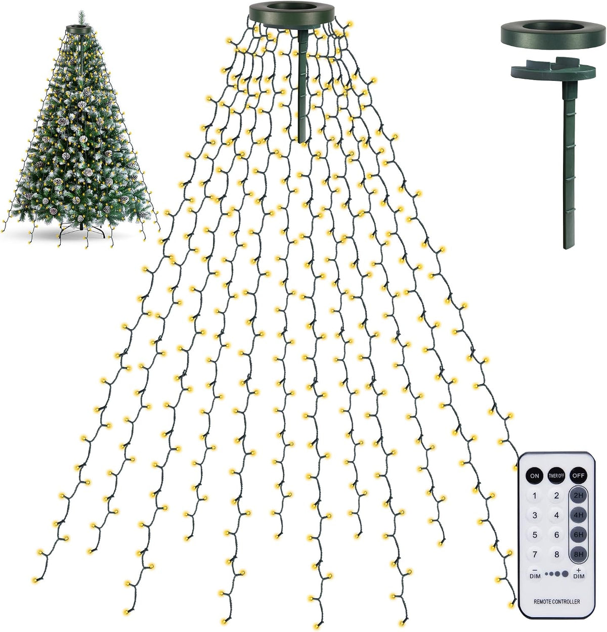 TW SHINE Luces para árbol de Navidad, 448 luces LED para decoración...
