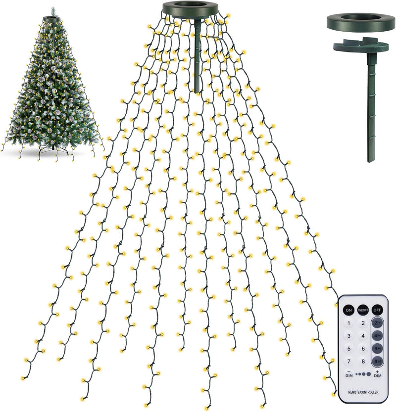 TW SHINE Luces para árbol de Navidad, 448 luces LED para decoración...