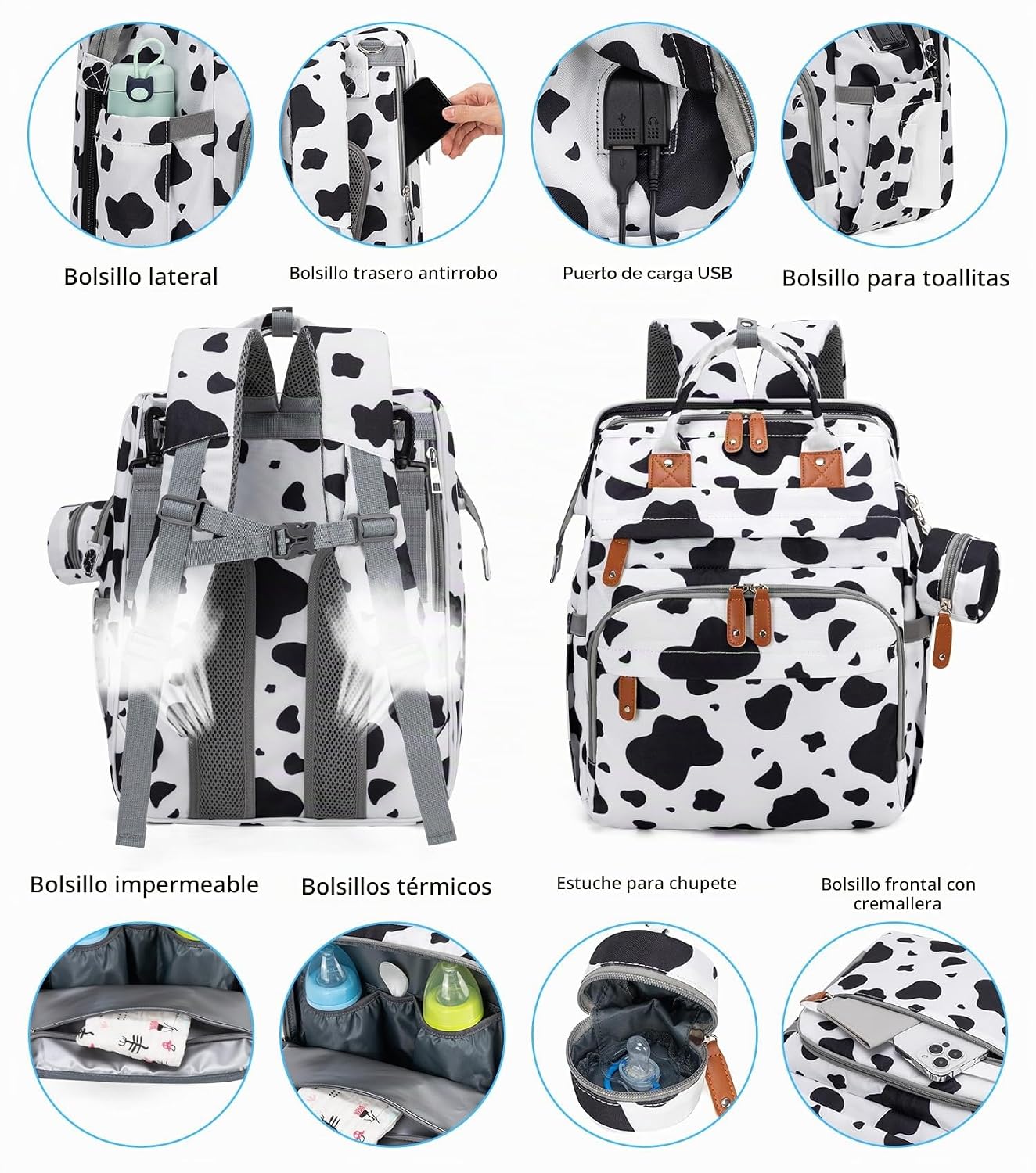 KABAQOO Mochila para pañales con estación de cambio desmontable, bo...