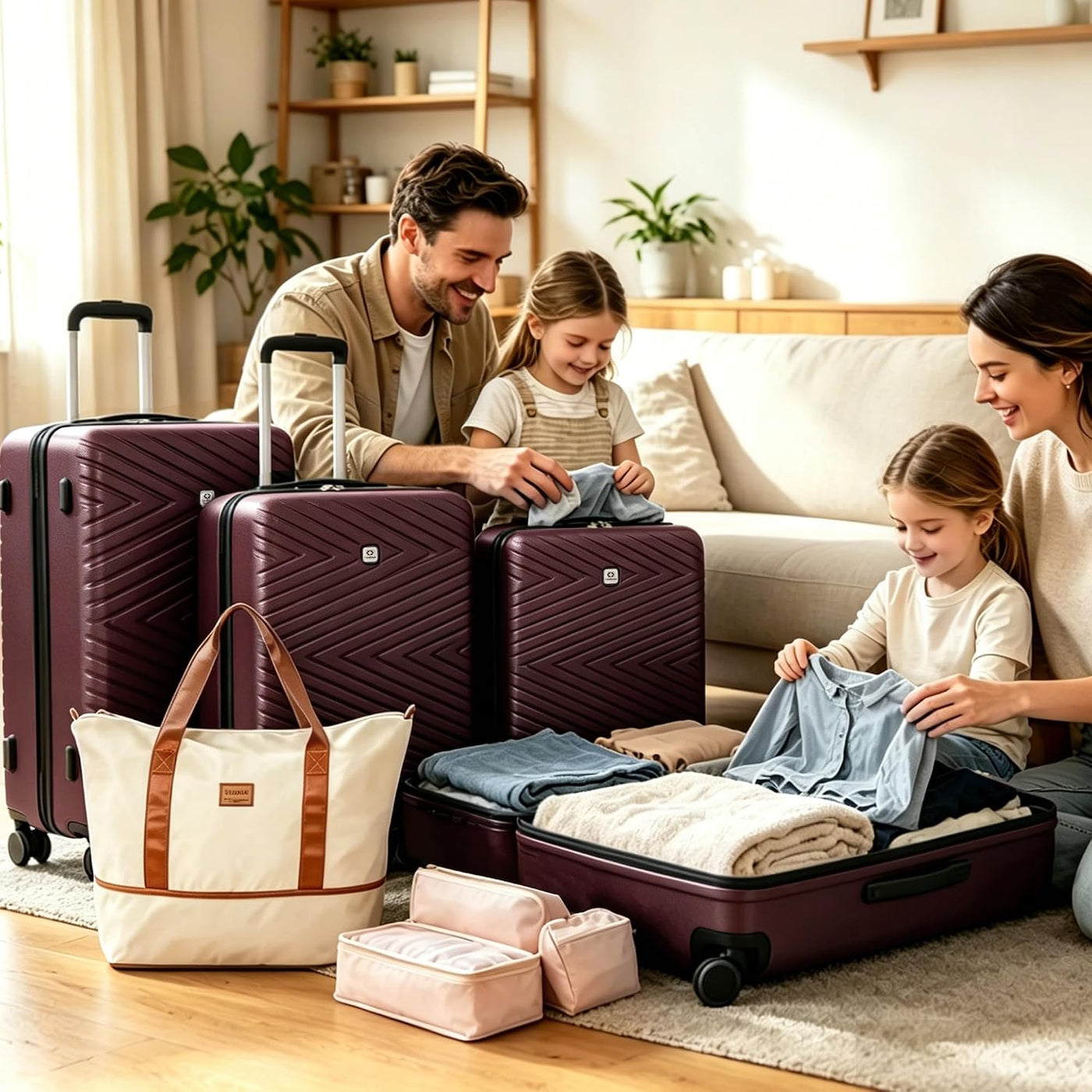 Travelhouse Juego de equipaje, maletas rígidas expandibles de 24 pu...
