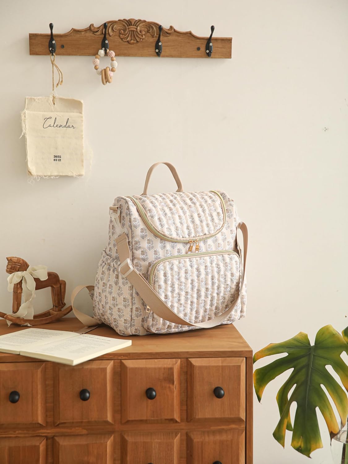 YESFIXS Mochila acolchada para pañales, mochila grande con estampad...