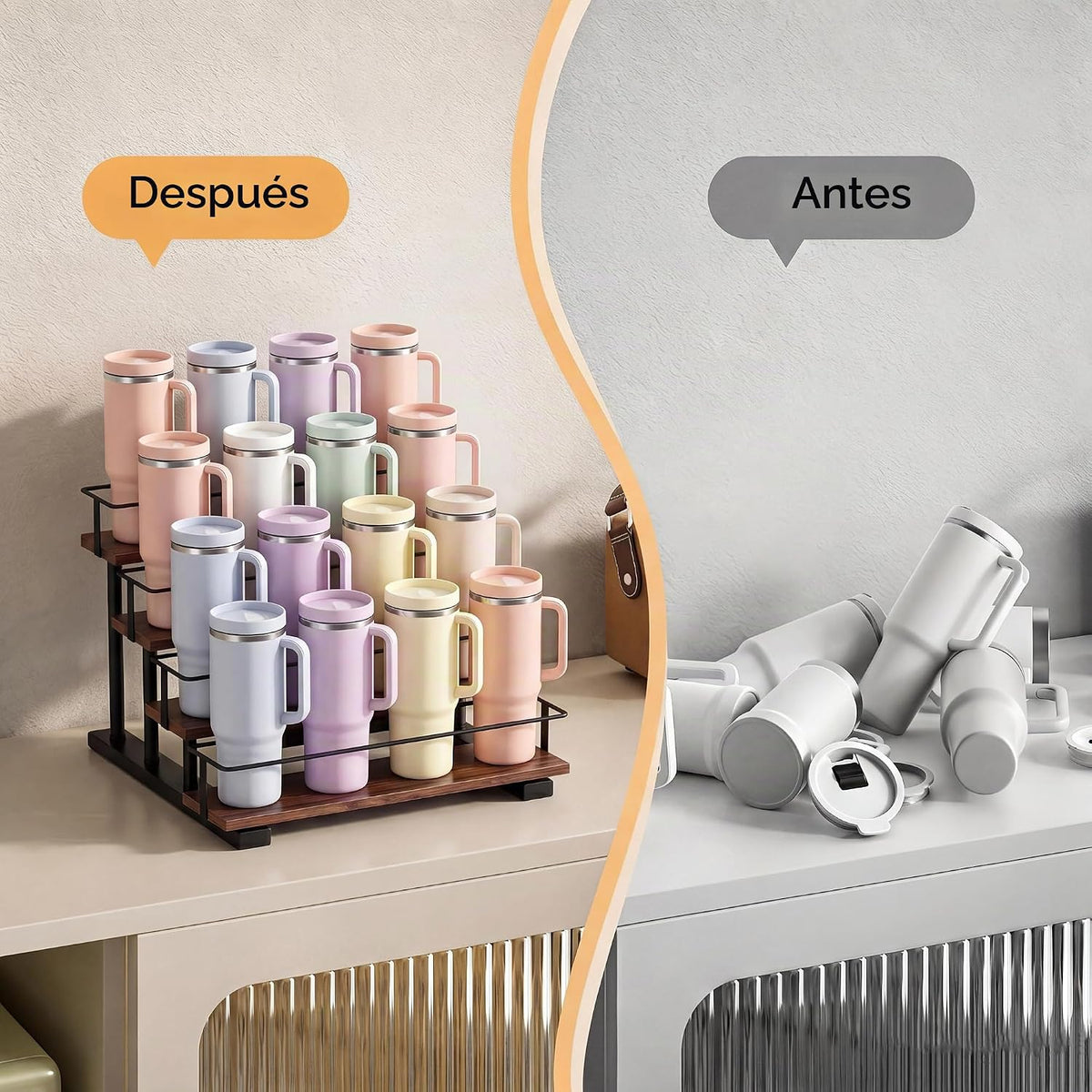 Organizador de botellas de agua de 4 niveles para vaso Stanley de 4...