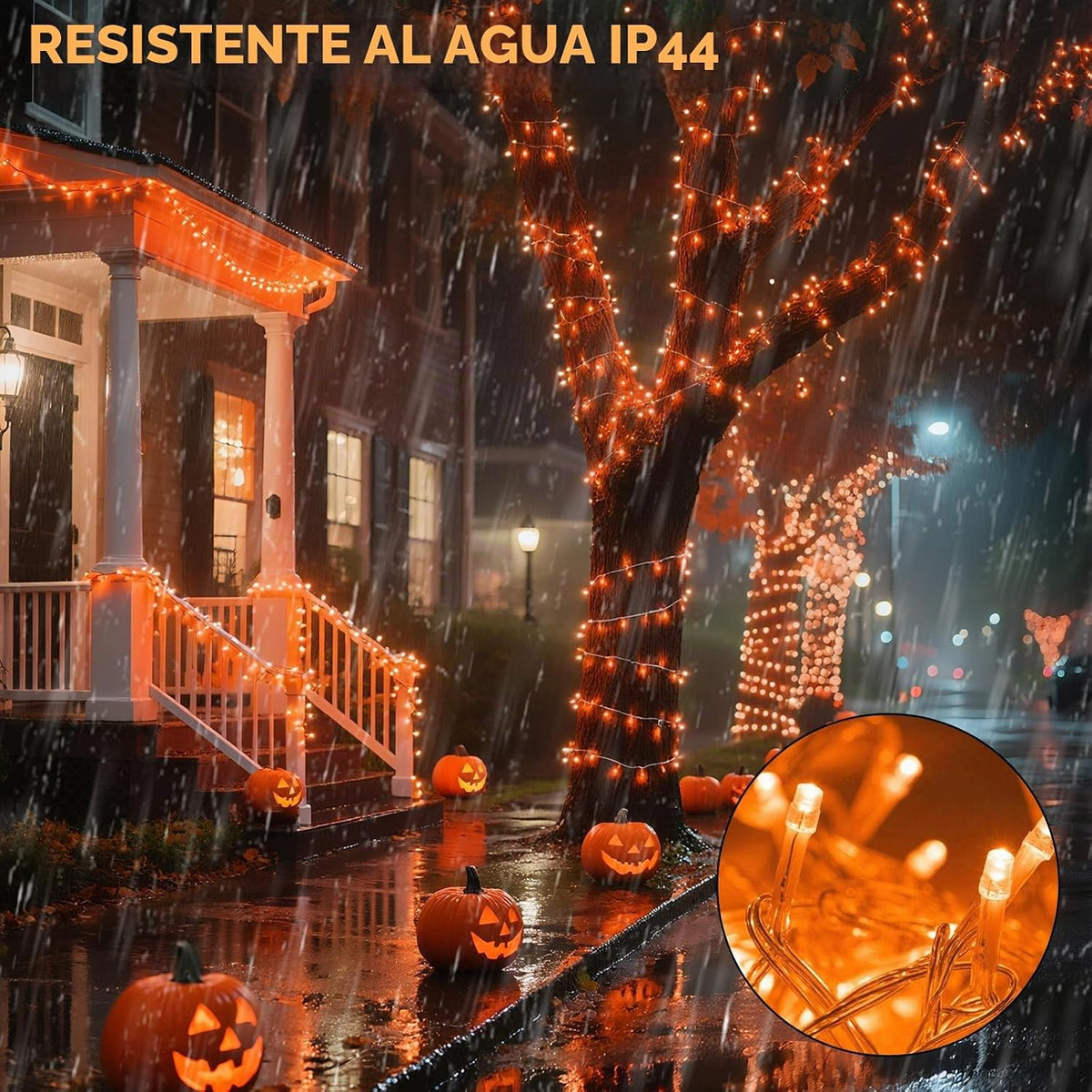 VTECHOLOGY Luces de árbol de Navidad naranja de 66 pies con 200 luc...