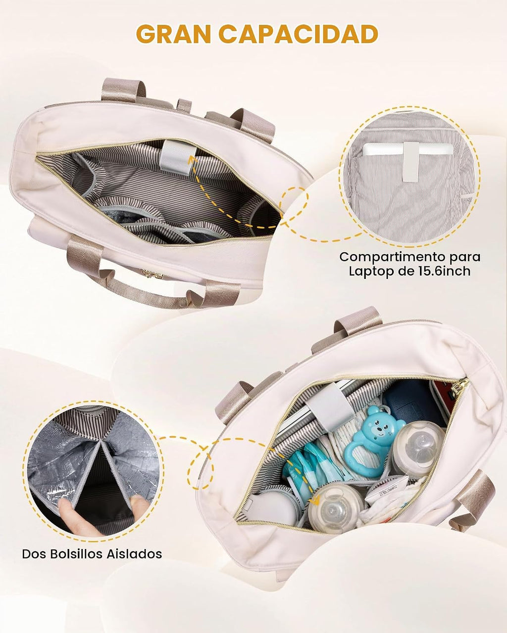 LOVEVOOK Mochila para Pañales, Bolsa de Pañales Tipo Tote con Bolsi...