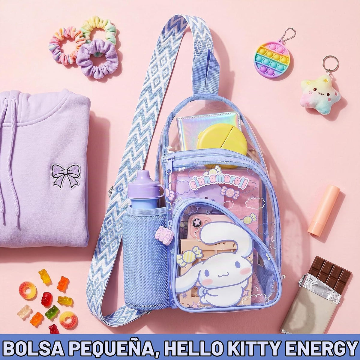 Get Trend Hello Kitty | Kuromi | Cinnamoroll - Bolso cruzado transp...