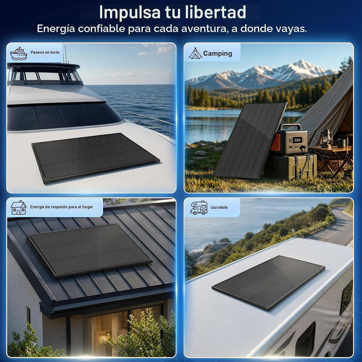 EtnalSolar Panel solar 16BB 100W tipo N 12V, 25.6% de alta eficienc...