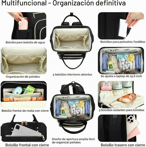 AIJIEKE Bolsa de pañales, mochila grande para pañales de bebé de gr...