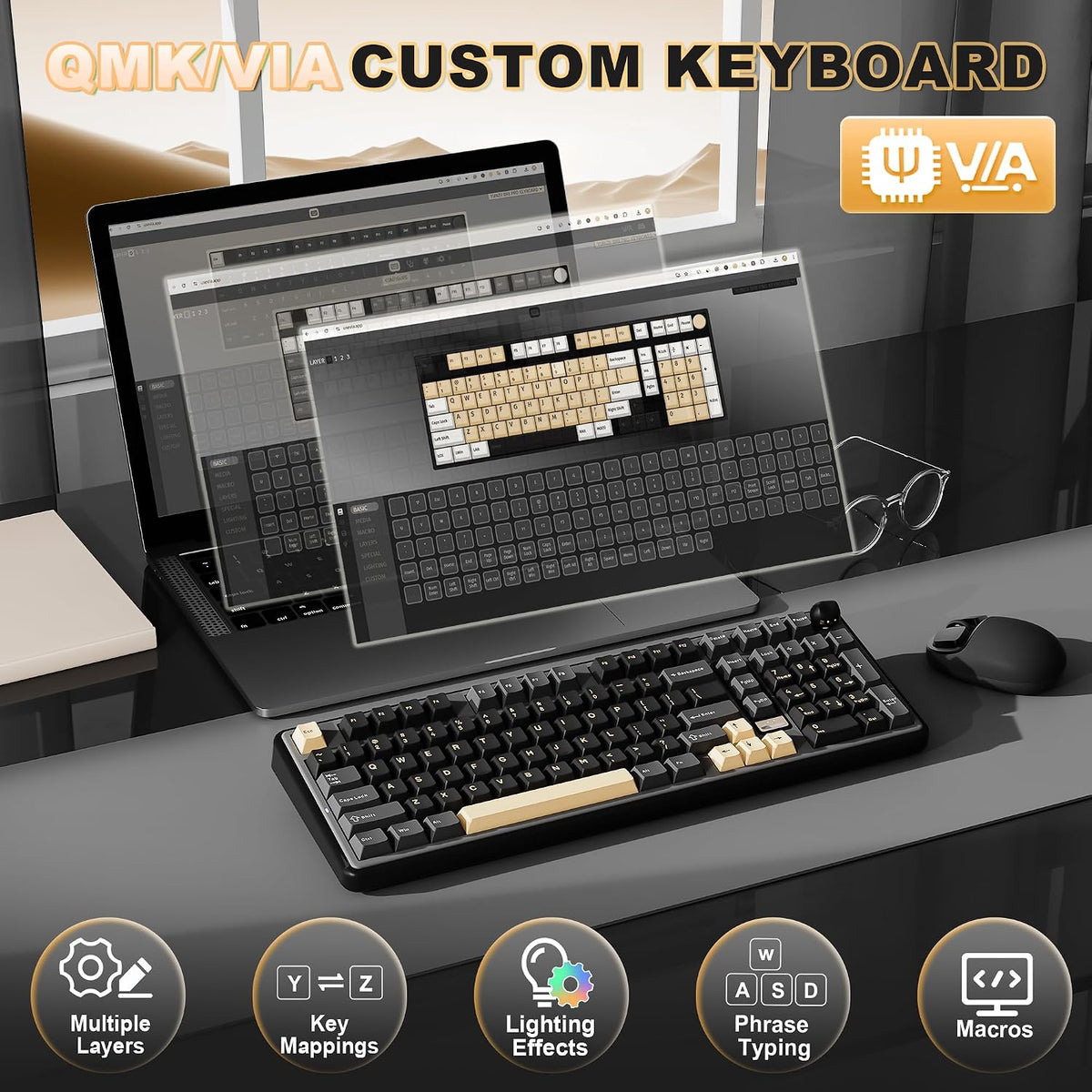 YUNZII Teclado mecánico inalámbrico B98 PRO 96% (negro, interruptor...