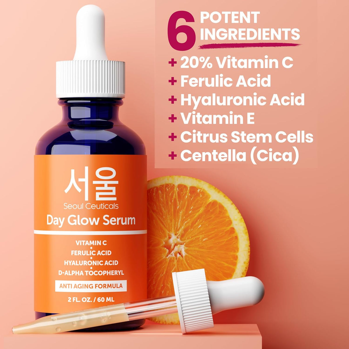 SeoulCeuticals Suero coreano con 20% de vitamina C para rostro + CE...