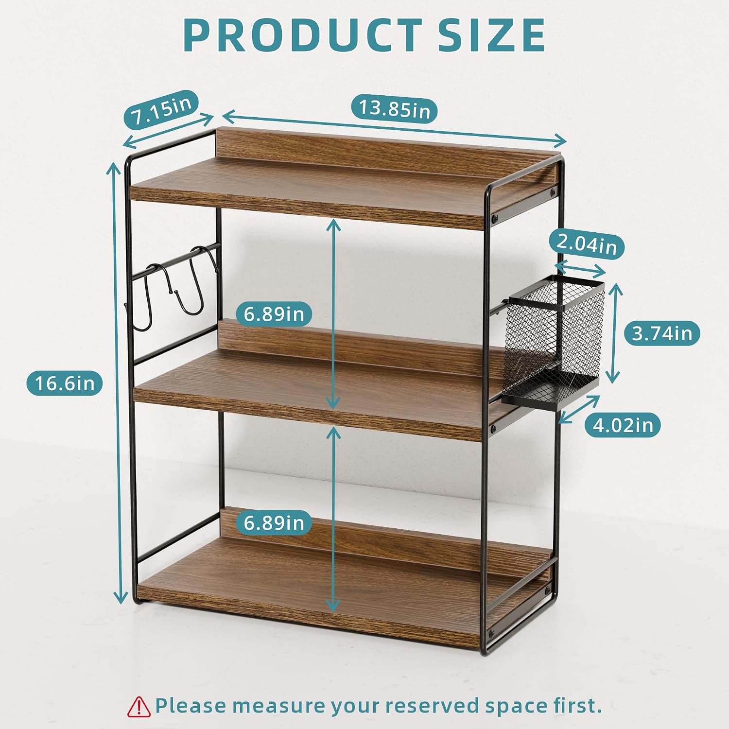 Naeqieo Organizador de encimera de baño de 3 niveles con cesta, org...