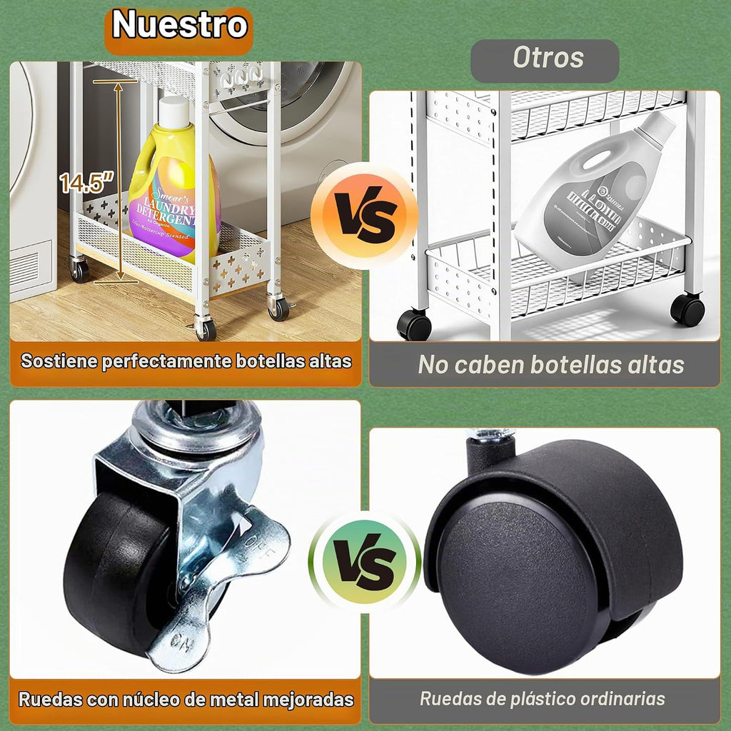 OKZEST Organizadores de baño delgados y carrito de almacenamiento c...