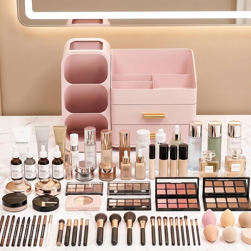 Asdbko Organizador de maquillaje de gran capacidad con soporte para...