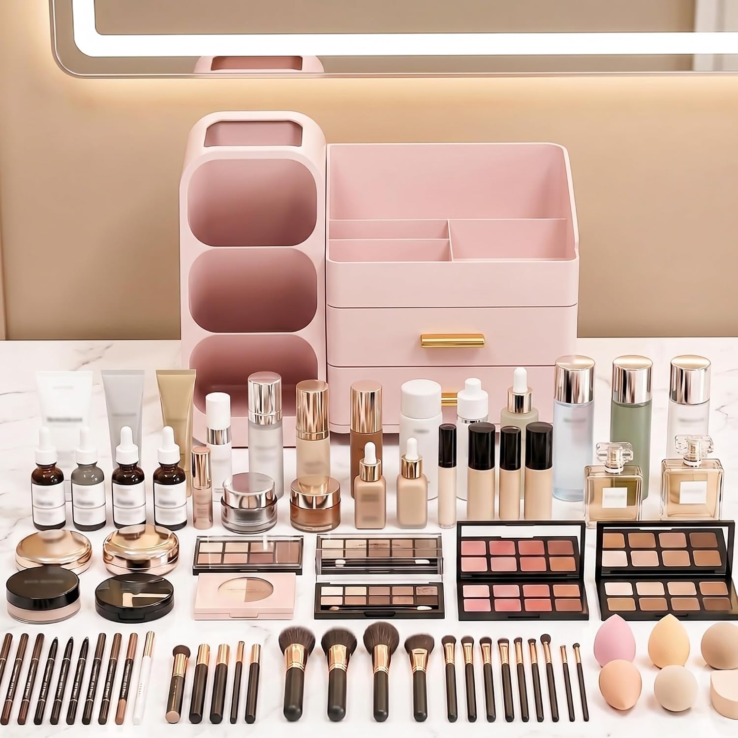 Asdbko Organizador de maquillaje de gran capacidad con soporte para...