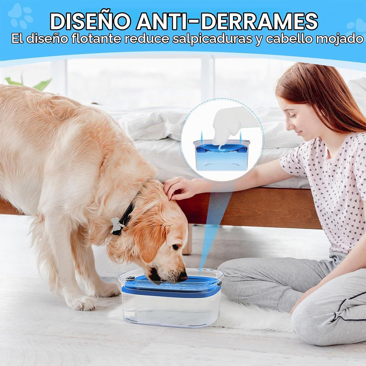 AONKEY Cuenco de agua para perros sin derrames de 3 litros con disc...