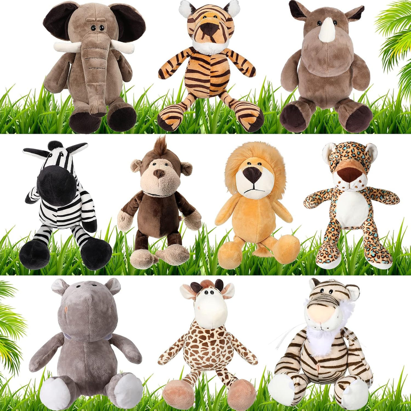 HyDren Juguetes de zoológico de peluche de animales de safari de 9...