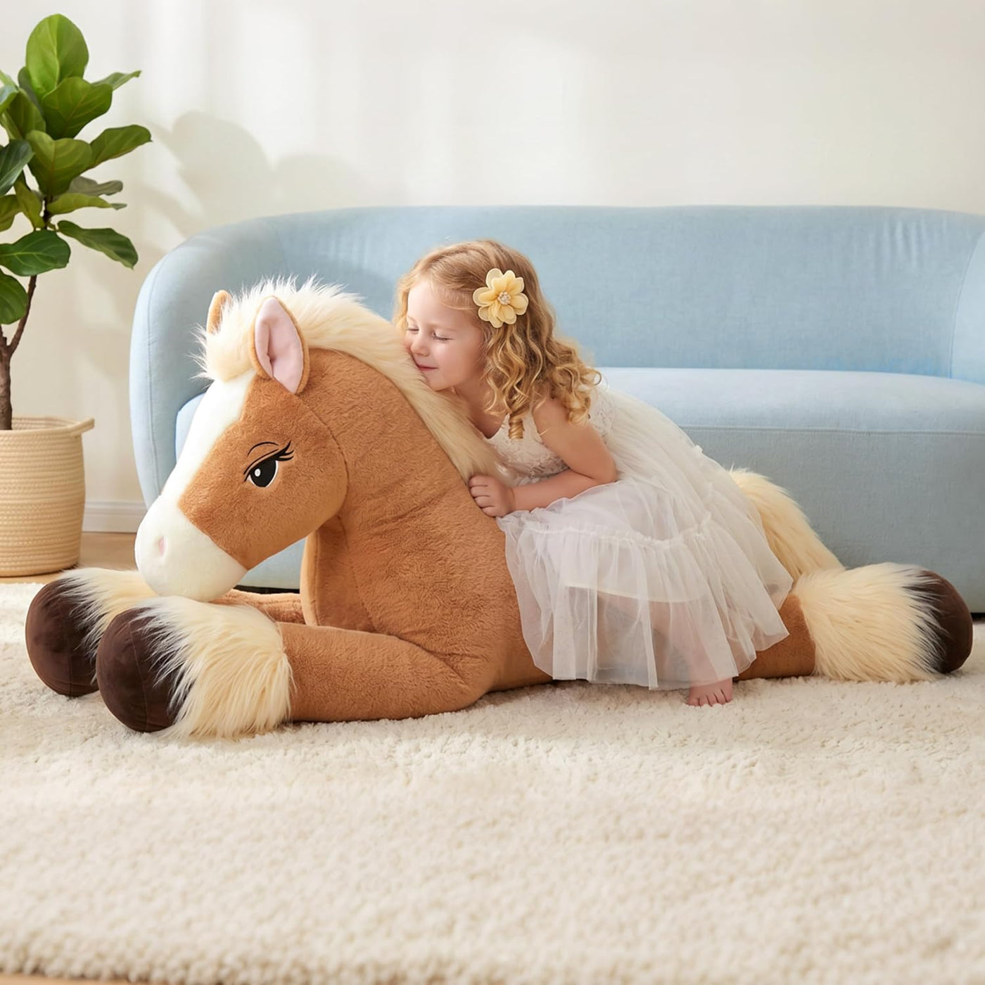 IKASA Animal de peluche de caballo gigante de 47 pulgadas, súper su...