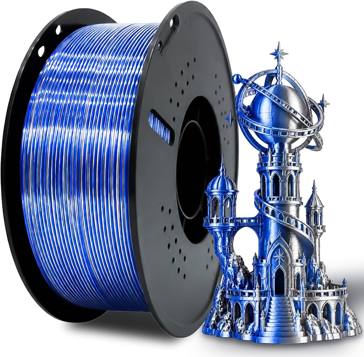 Colourbing Filamento de impresora 3D PLA+ de seda presecado de dobl...