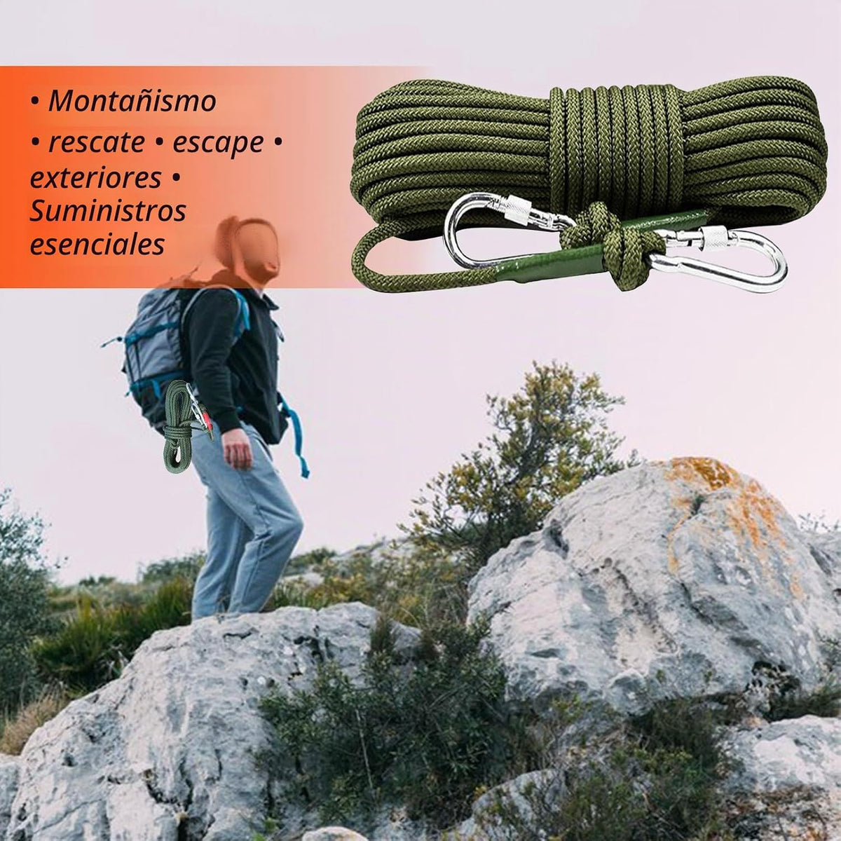 Cuerda de escalada de alambre de acero integrado, cuerda de escalad...