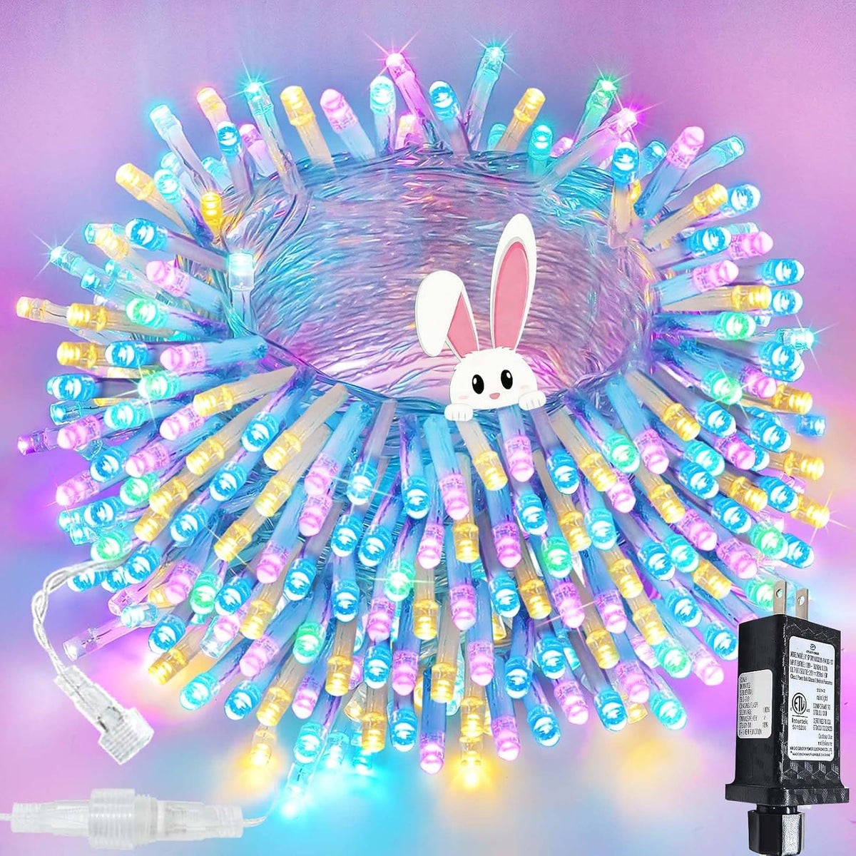 Guirnalda de 200 luces LED conectables, luces pastel de Pascua de 6...