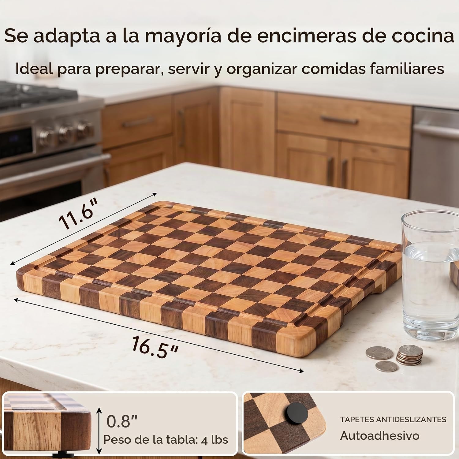 THETCHRY Tablas de Cortar para Cocina, Tabla de Cortar a Cuadros Me...