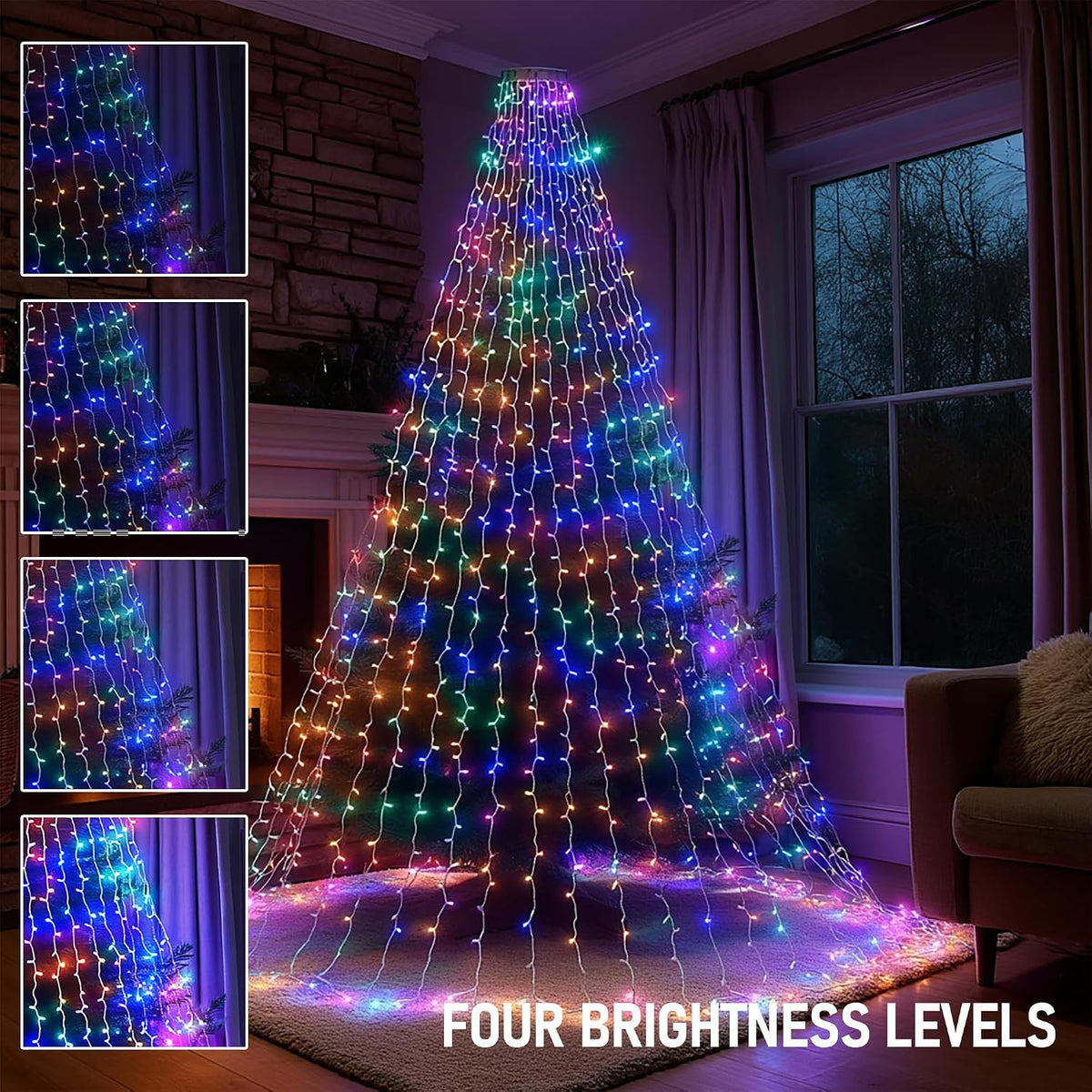 TW SHINE Luces para árbol de Navidad, 448 luces LED para decoración...