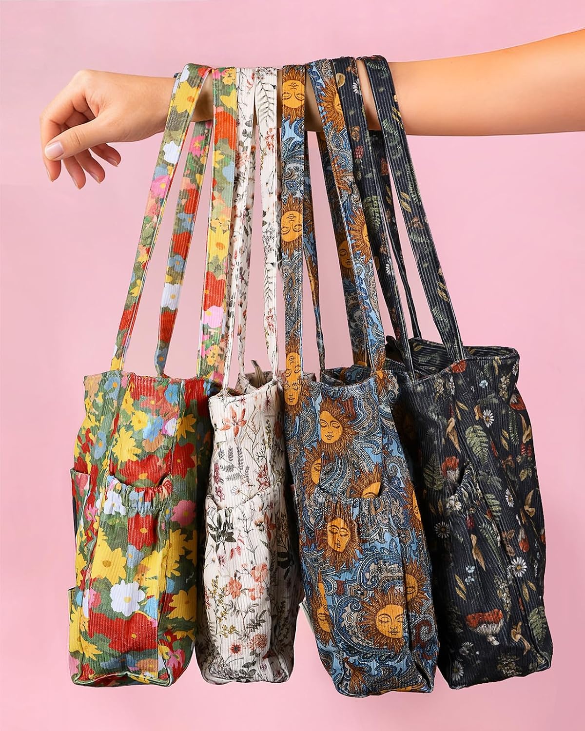 Miss Adola Bonita Bolsa Tote de Pana para Mujeres - Bolso de Hombro...