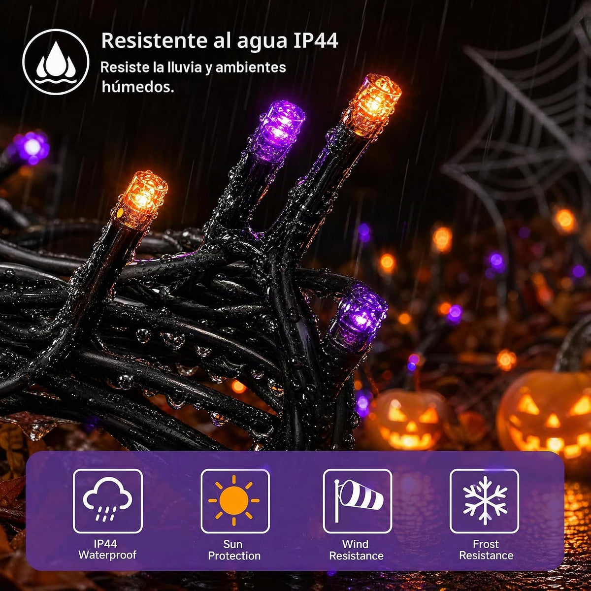 TW SHINE - Luces de Halloween, 200 luces LED de 66 pies para exteri...
