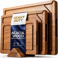Kikcoin Tabla de cortar de madera para cocina, juego de 3 tablas de...
