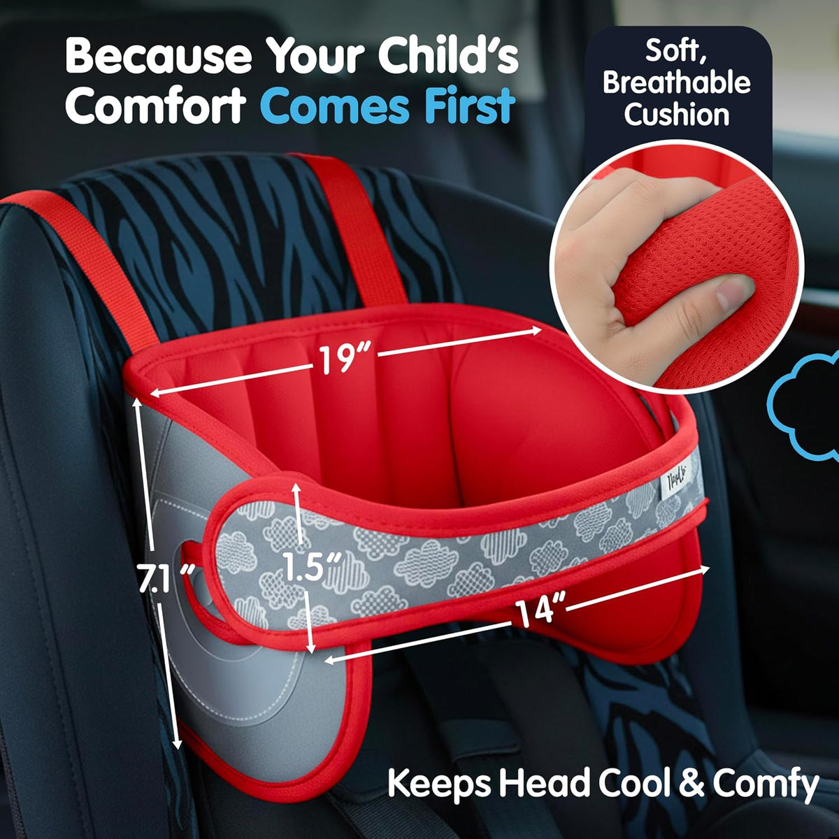 NapUp Soporte de cabeza de asiento de coche para niños pequeños - S...