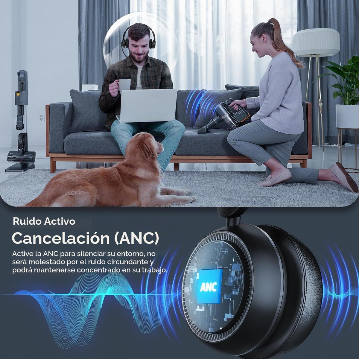 Actualice los auriculares inalámbricos ANC y ENC con micrófono para...