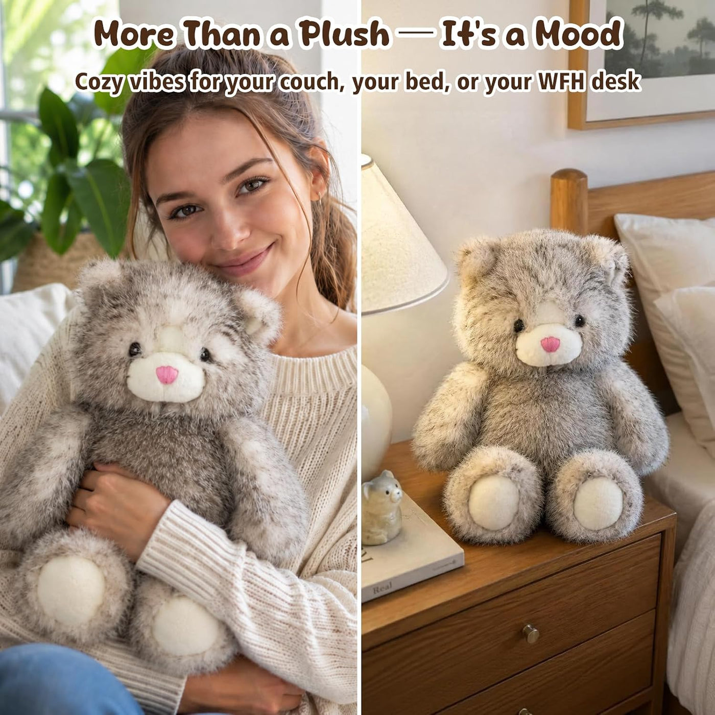 Cudhug Juguete interactivo de peluche de gato suave de 15.7 pulgada...