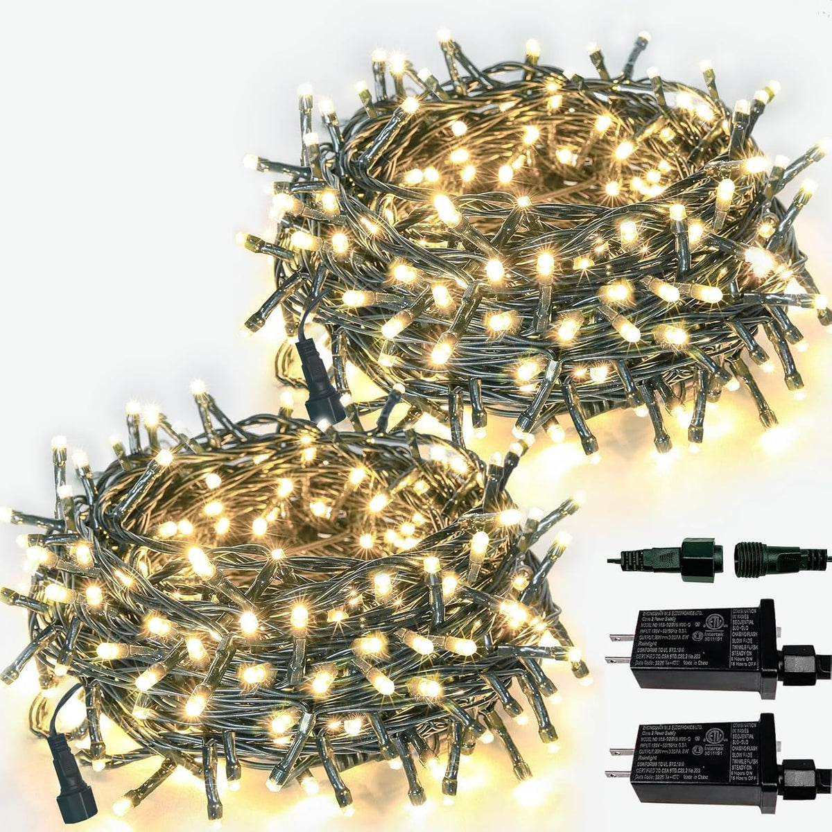 Paquete de 2 tiras de luces de Navidad extensibles para interiores...