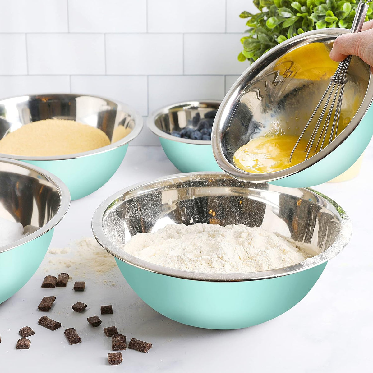WHYSKO Juego de tazones de acero inoxidable para mezclar alimentos,...