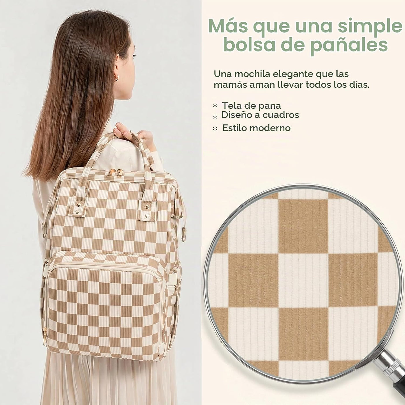 Mochila para pañales para mamá, bolsa de viaje de gran capacidad pa...