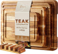 Juego de 4 tablas de cortar de teca para cocina, tabla de cortar de...