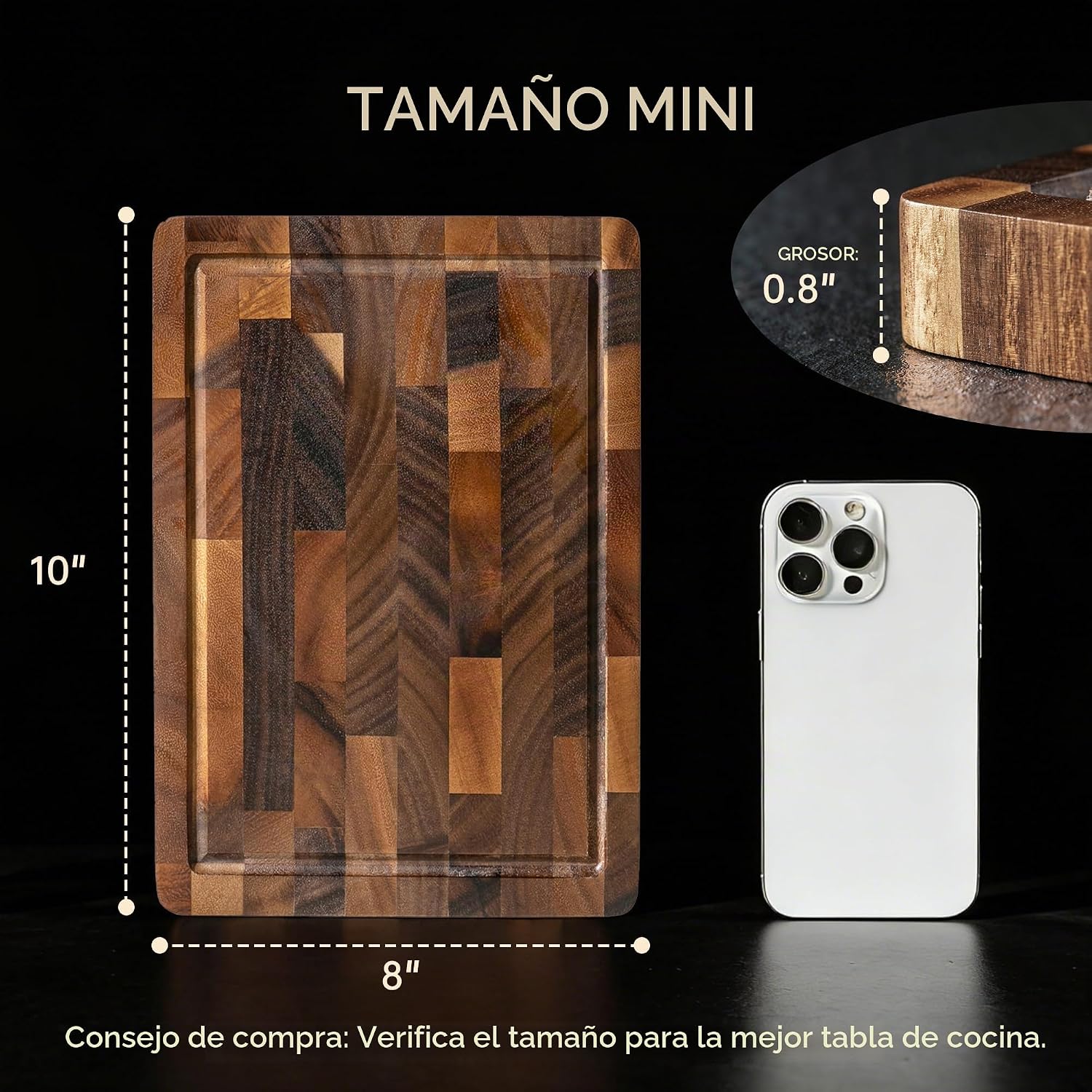 THETCHRY Tabla de cortar pequeña de madera de nogal, tabla de corta...