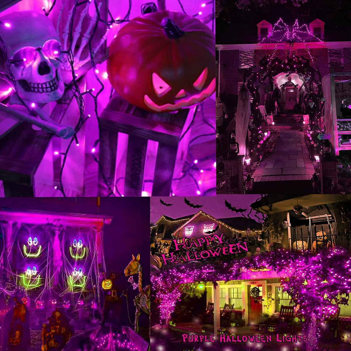 YIQU Luces de Halloween Moradas Extensibles Super-Largas de 95 Pies...
