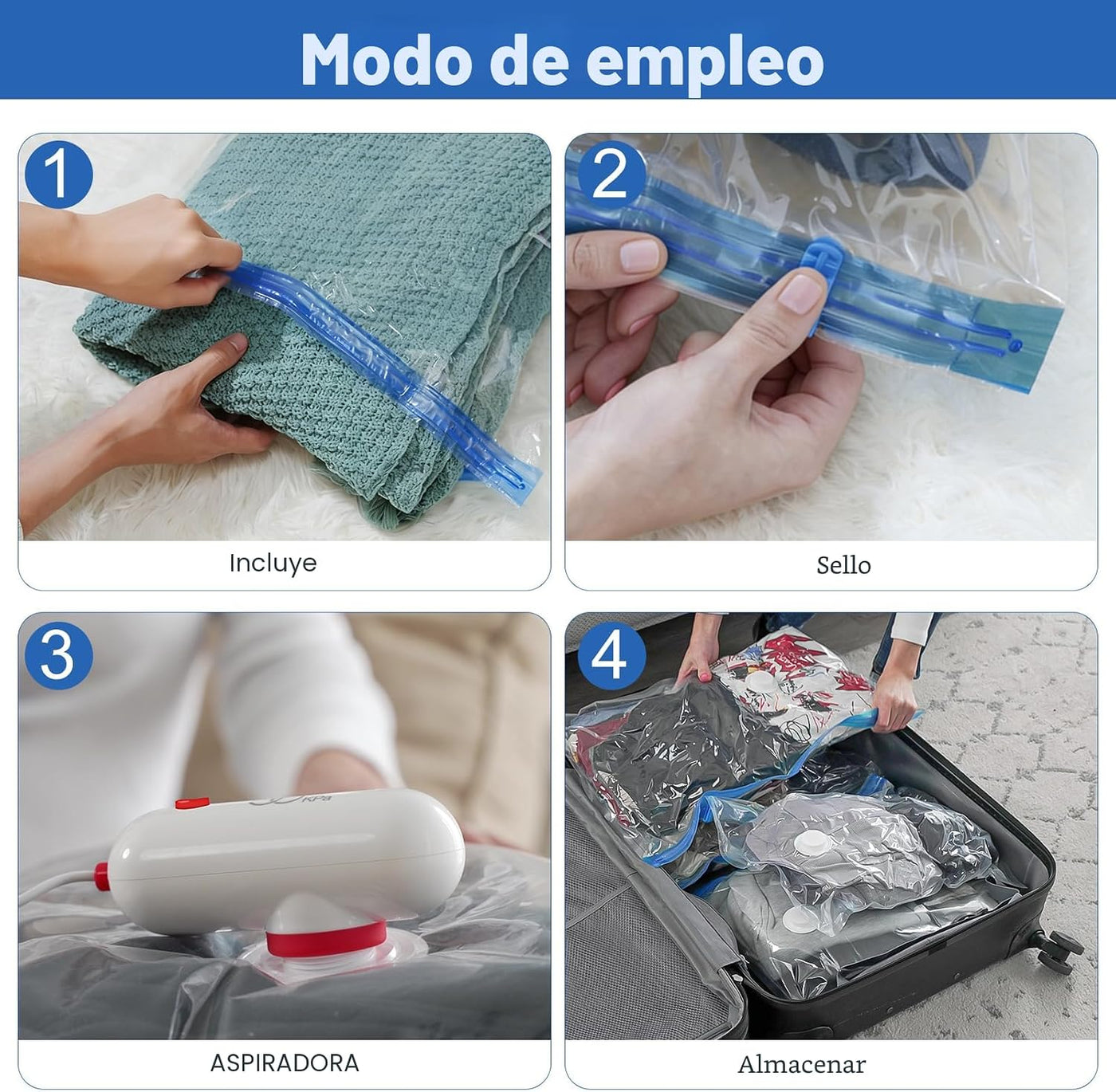 VMstr Paquete de 15 bolsas de almacenamiento al vacío de viaje con...