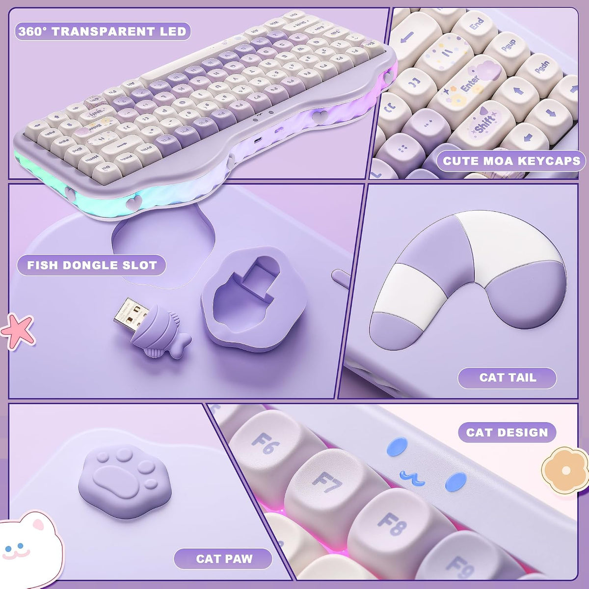 YUNZII C75 Teclado mecánico inalámbrico, diseño de 75%, intercambia...