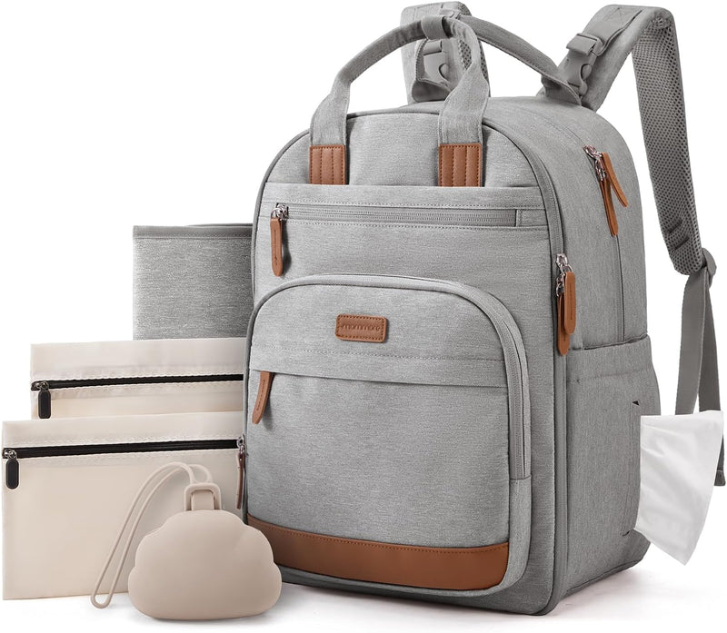 mommore Mochila para pañales con cambiador impermeable, soportes ai...