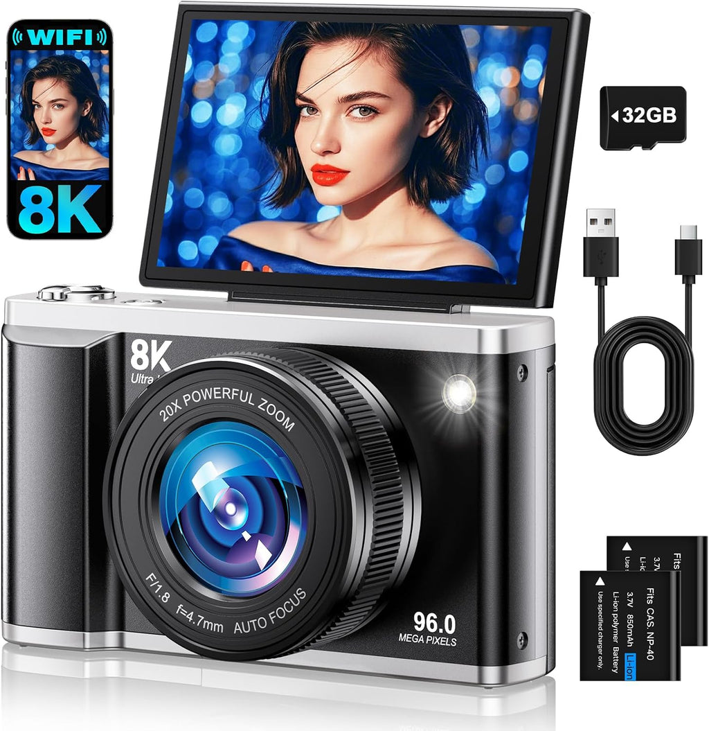 Cámara digital 8K para fotografía con WiFi 96MP Autofocus Vlogging...