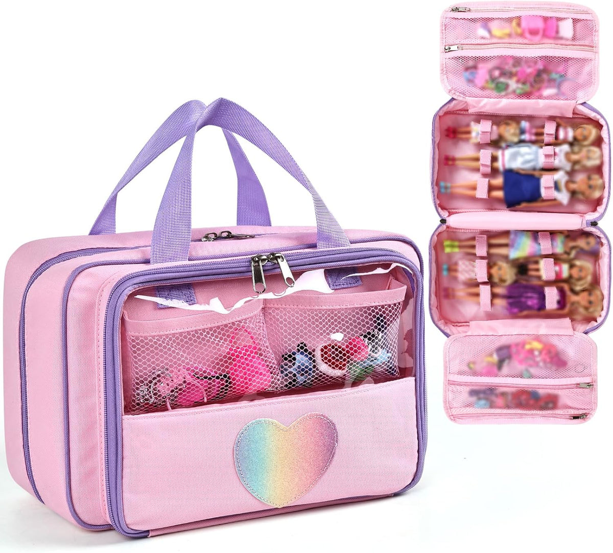 Craflakow Funda de transporte compatible con muñecas Barbie de 12 p...