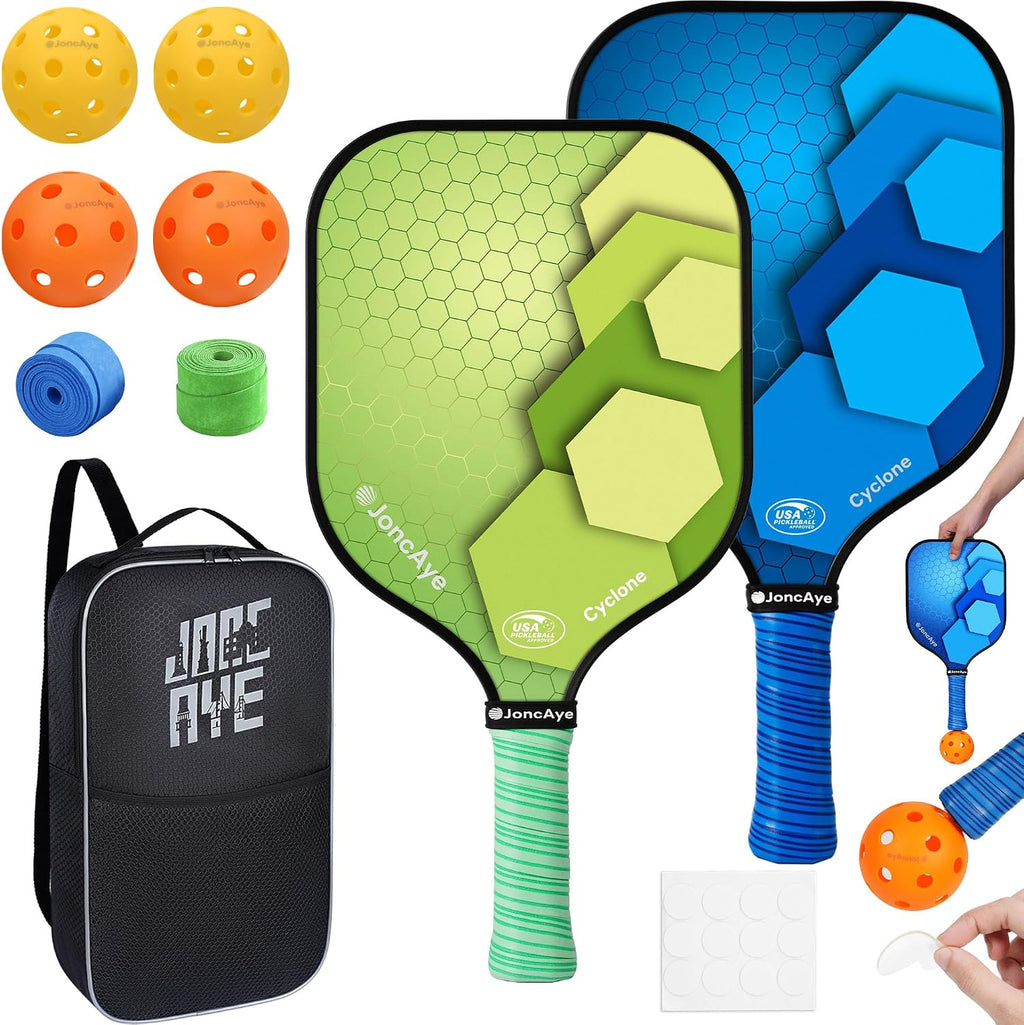 JoncAye Juego de 4 o 2 paletas de Pickleball, raquetas de fibra de...